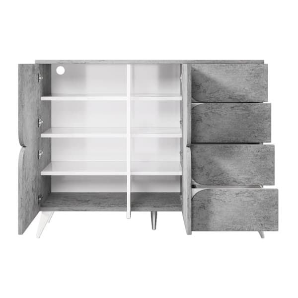 Rootz skænk med skuffer - skuffer - opbevaringsskab - moderne design - grå - 120 × 35,5 × 94 cm