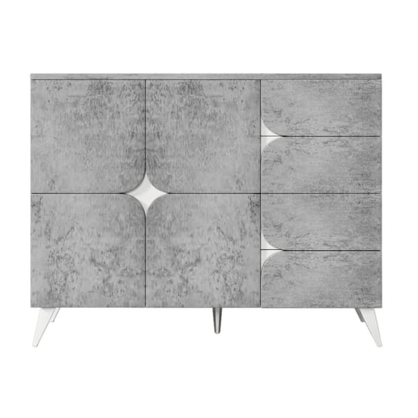 Rootz skænk med skuffer - skuffer - opbevaringsskab - moderne design - grå - 120 × 35,5 × 94 cm