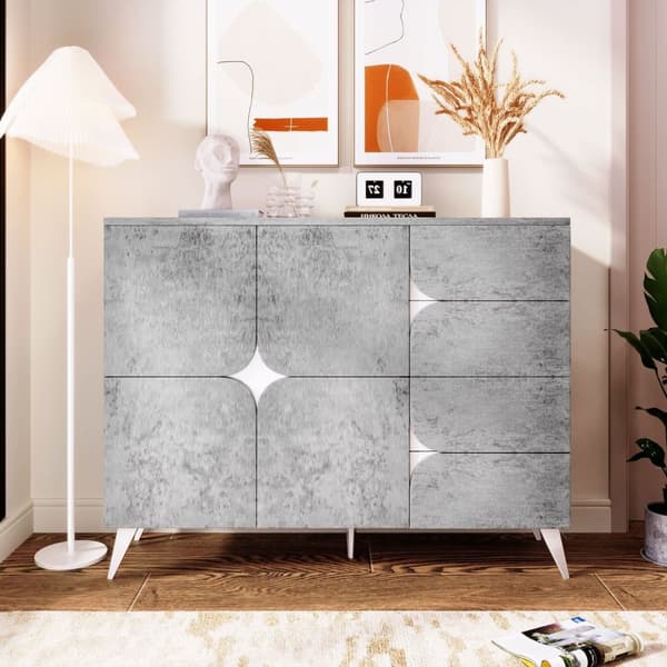 Rootz skænk med skuffer - skuffer - opbevaringsskab - moderne design - grå - 120 × 35,5 × 94 cm