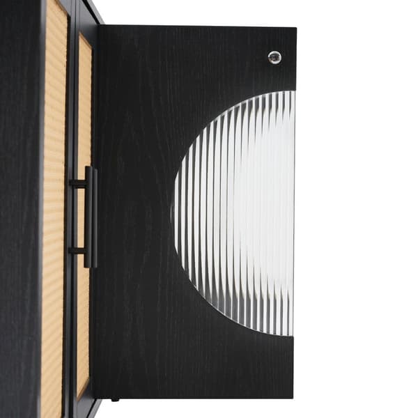 Rootz skænk med rotting glasdøre - opbevaringsskab - buffetbord - stor opbevaringsplads - 160L x 40W x 80H cm