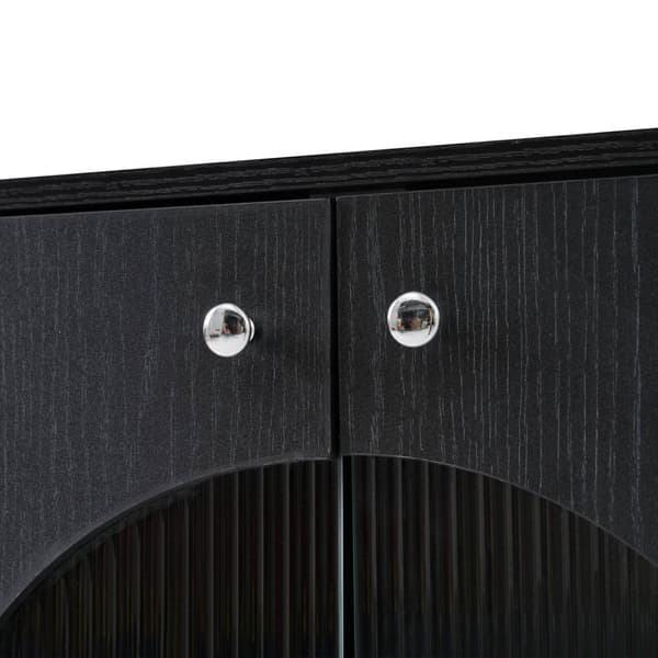Rootz skænk med rotting glasdøre - opbevaringsskab - buffetbord - stor opbevaringsplads - 160L x 40W x 80H cm