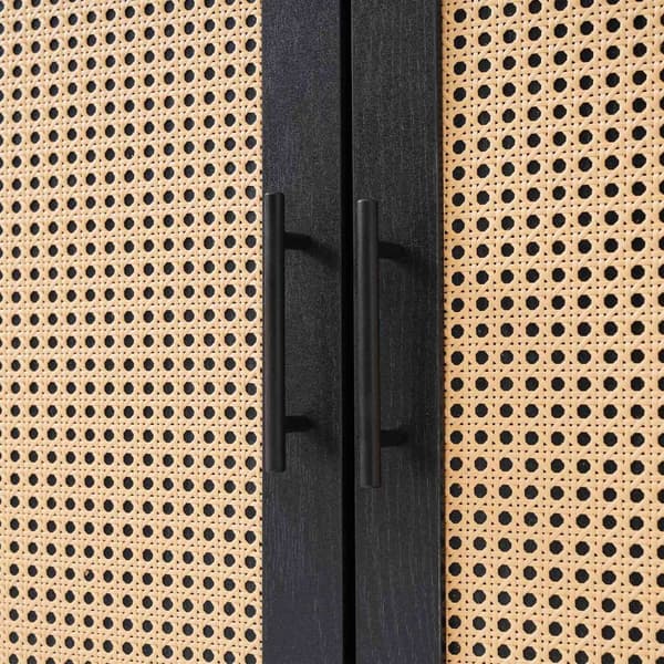 Rootz skænk med rotting glasdøre - opbevaringsskab - buffetbord - stor opbevaringsplads - 160L x 40W x 80H cm