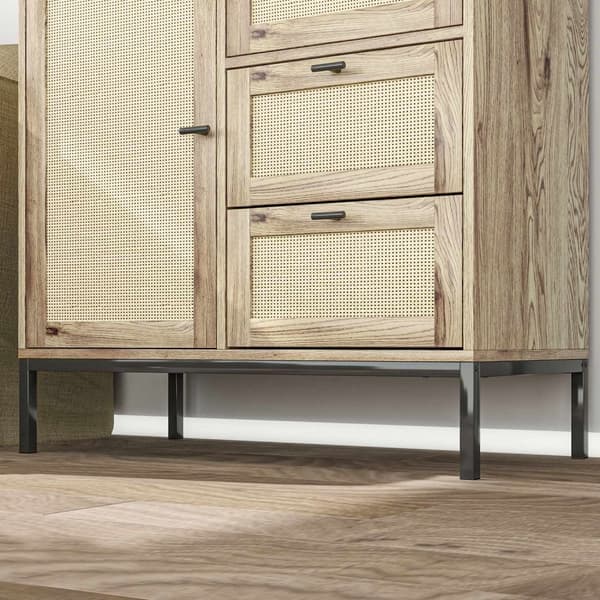 Rootz -säilytyskaappi - joustavat rintakehät - laatikot - säädettävät hyllyt - rottinki -ovet - helppo puhdistus - 80w x 40d x 120h cm