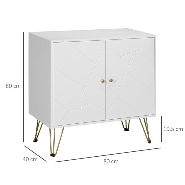 Rootz -säilytyskaappi - sivupöytä - Buffet -kaappi - Tyylikäs muotoilu - 80 x 40 x 80 cm - valkoinen ja kulta