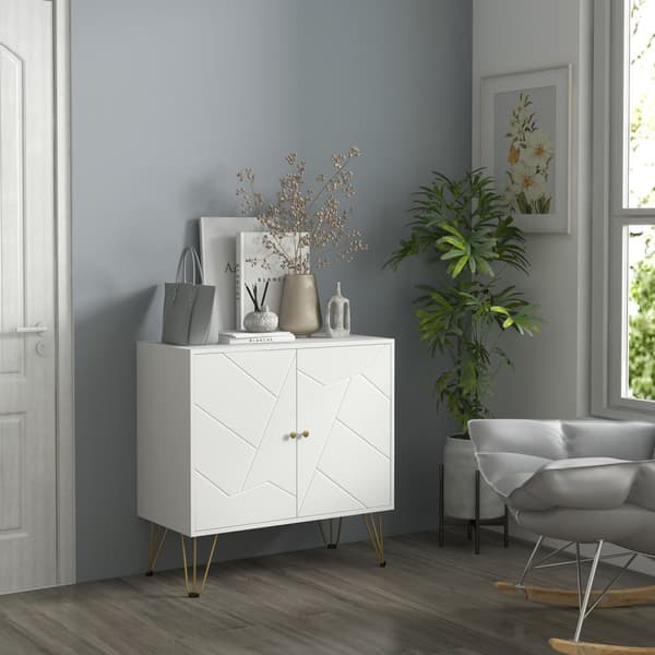 Rootz -säilytyskaappi - sivupöytä - Buffet -kaappi - Tyylikäs muotoilu - 80 x 40 x 80 cm - valkoinen ja kulta
