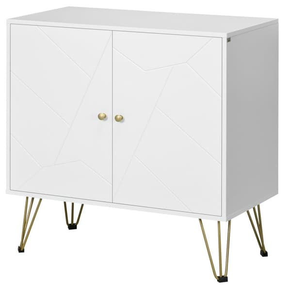 Rootz -säilytyskaappi - sivupöytä - Buffet -kaappi - Tyylikäs muotoilu - 80 x 40 x 80 cm - valkoinen ja kulta