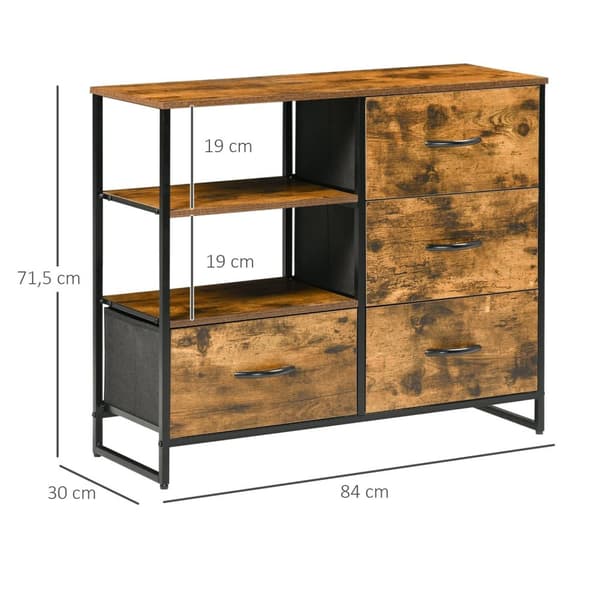Rootzin säilytyslaatikko - teollisuustyylinen lipasto - taitettavan laatikon sivupöytä - Avaruussäästö - 84 cm x 30 cm x 71,5 cm