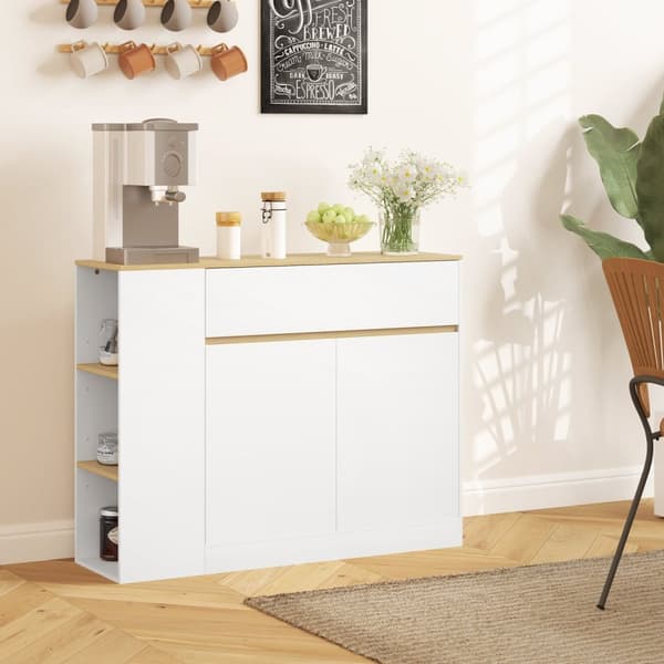 Rootz -sivupöytäkaappi - iso säilytysjärjestäjä - konsolipöytä - runsaasti säilytystilaa - 105 x 30 x 81,5 cm - moderni valkoinen - ruskea viimeistely