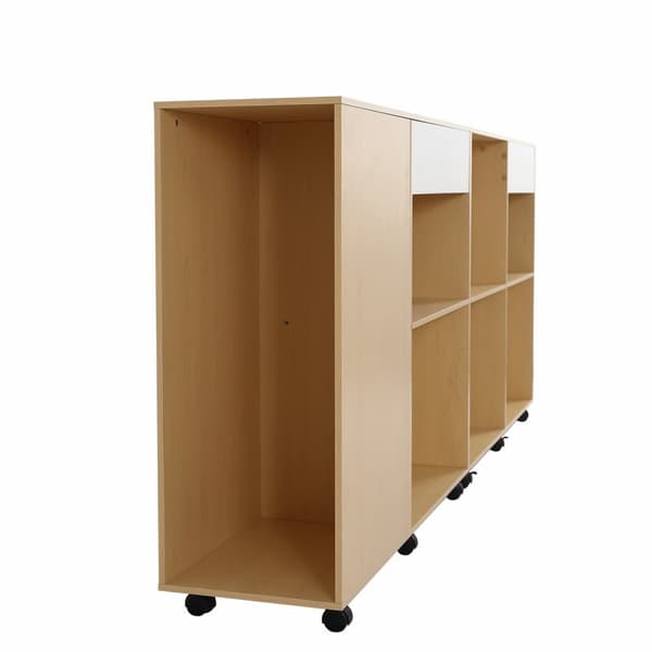 Rootz Wheeled Storage Cabinets - hylder - Mobil reol - Fleksibelt design - 222 × 34 × 95 cm - Hvid + lys eg Farve