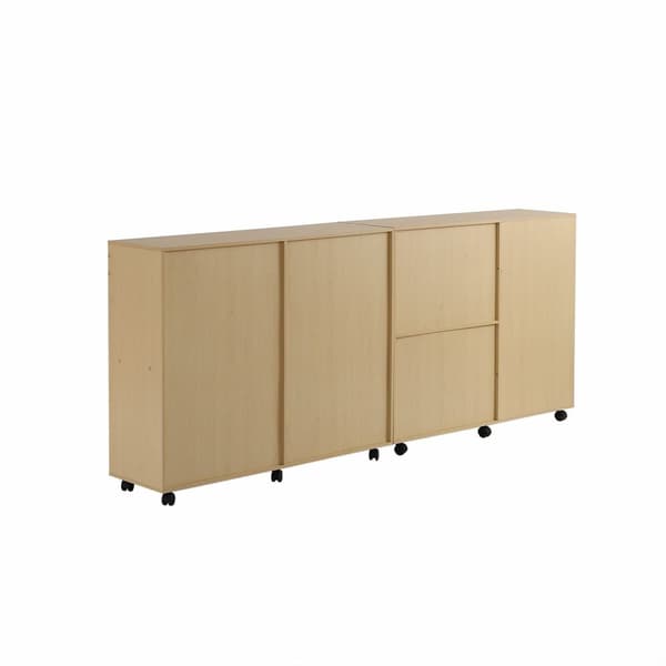 Rootz Wheeled Storage Cabinets - hylder - Mobil reol - Fleksibelt design - 222 × 34 × 95 cm - Hvid + lys eg Farve