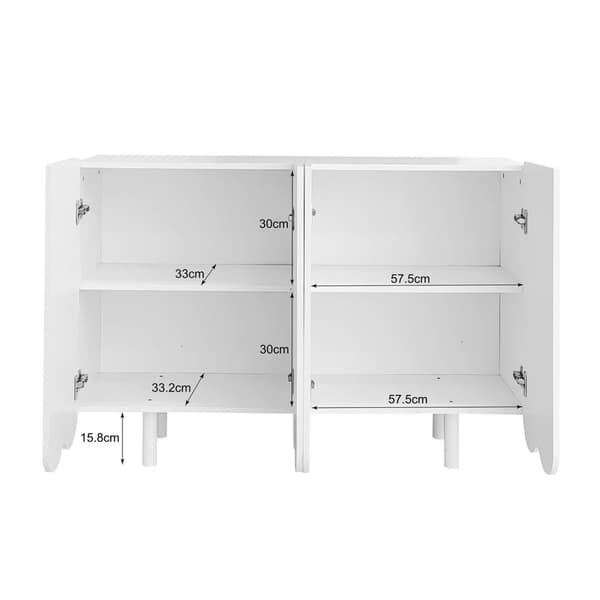 Rootz White skænk - Elegant Storage Unit - Modern Buffet - Stille drift - 120x37,5x80,8 cm
