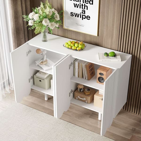 Rootz White skænk - Elegant Storage Unit - Modern Buffet - Stille drift - 120x37,5x80,8 cm