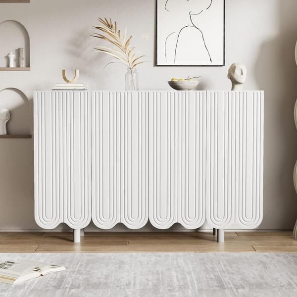Rootz White skænk - Elegant Storage Unit - Modern Buffet - Stille drift - 120x37,5x80,8 cm