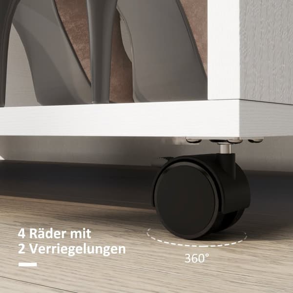 Rootz Garderobe på hjul - Mobil garderobe - Rullende tøjstativ - Rummelig opbevaring - 80 x 40 x 128 cm, hvid