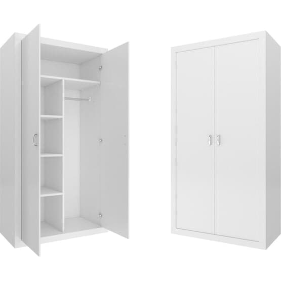Børnegarderobe - 90X190X50 Cm - Hvid - 2 låger