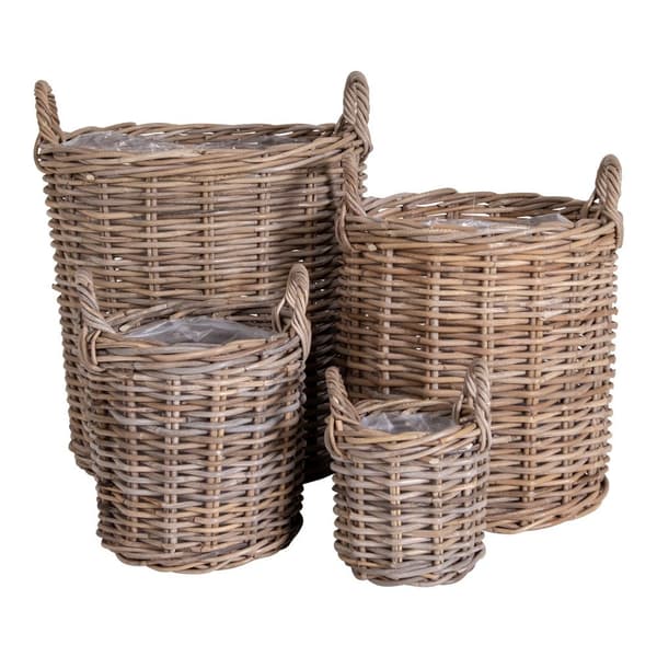 Rootz -uppsättning av 4 Kubu Rattan -korgar - förvaringsfack - Vävda containrar - Hållbara & stilfulla - 20x20x28cm, 30x30x38cm, 40x40x48cm, 50x50x58c