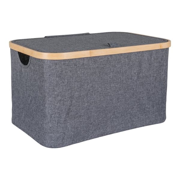 Rootz Noto Basket Storage Organizer - Stylish Container - Modern Design - Bamboo & Polyester - 30cm x 45 cm x 25 cm