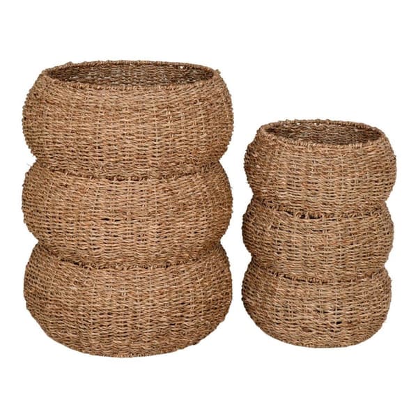 Rootz 2 -bitar med havsgräs korgar - förvaringskorgar - Organiserande korgar - naturlig design - Ø25x35cm, Ø35x45cm