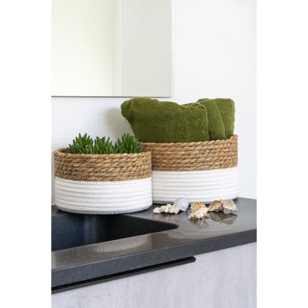 Rootz Tanta Basket Set - Boho förvaringskorgar - Naturliga arrangörer - Mångsidig design - 22x22x13cm, 25x25x15cm