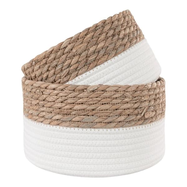 Rootz Tanta Basket Set - Boho förvaringskorgar - Naturliga arrangörer - Mångsidig design - 22x22x13cm, 25x25x15cm