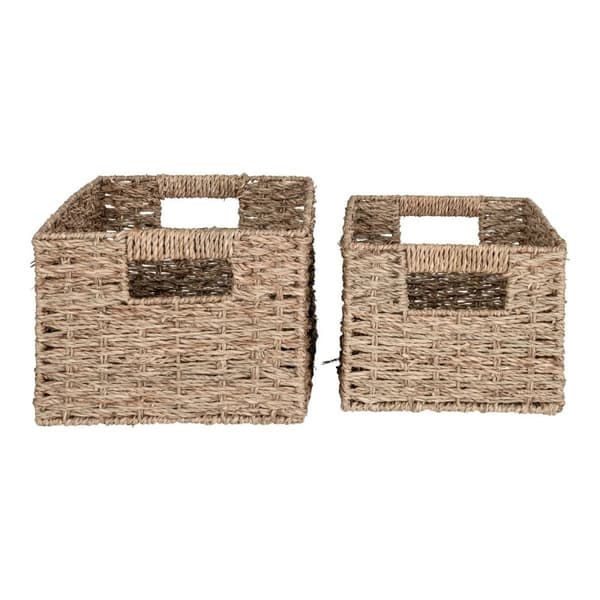 Rootz Set of 2 Venoso förvaringskorgar - Seagrass Bins - Naturliga rektangulära behållare - Rustik charm - 20x30x16cm & 24x35x18cm
