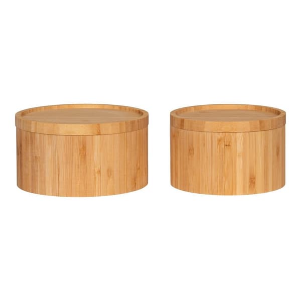 Rootz Chefalu Bamboo Storage Box Set - Natural Storage Box - Arrangör - Eco -Friendly - 13x13x8cm & 15x15x8cm