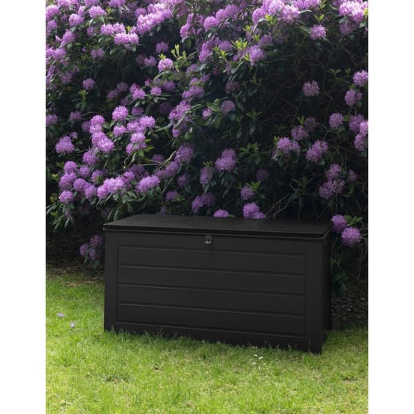 Rootz Dubrovnik Cushion Box - muovinen säilytyslaatikko - Musta ulkoilma - sääkestävä - 146,5 cm x 61 cm x 64,5 cm