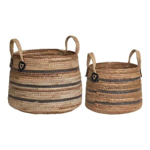 Rootz -sarja 2 banaanilehden koria - luonnolliset säilytyskorit - puukorit - ympäristöystävällinen suunnittelu - 30,54 cm x 30,54 cm x 21,53 cm