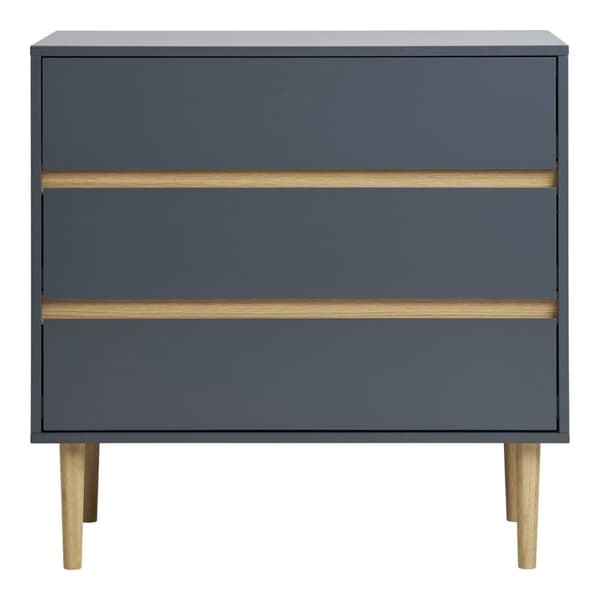 Rootz Chest 3 -Drawer Dresser - förvaringsskåp - Målad trä - rymdbesparande - mörkgrå - 80 cm x 40 cm x 80 cm