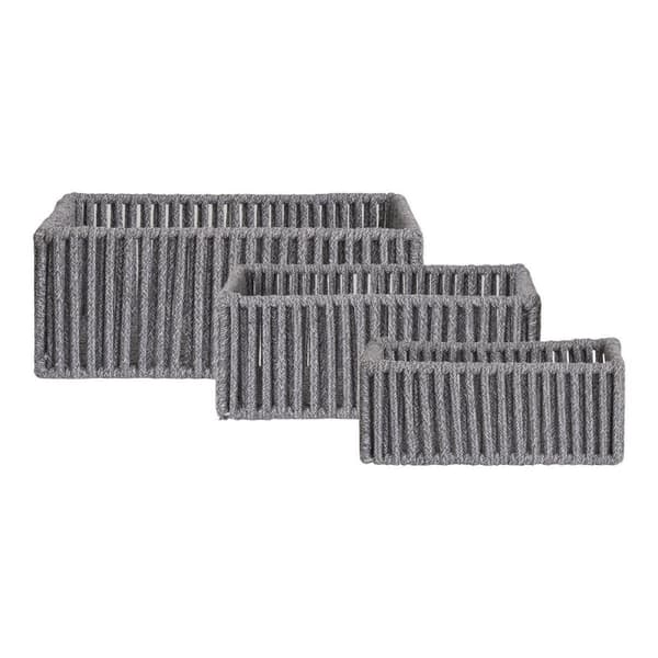 Rootz korguppsättning av 3 - förvaringskorgar - arrangörsfack - hållbar bomull/metall - 162126cm x 101214cm x 263136cm