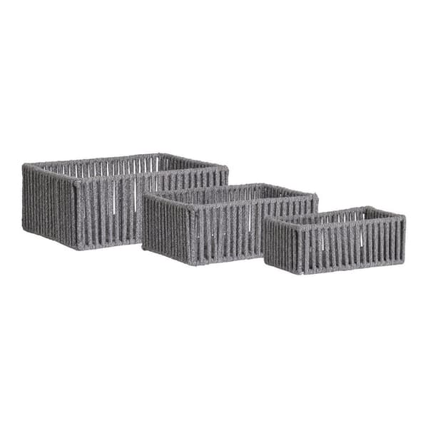 Rootz korguppsättning av 3 - förvaringskorgar - arrangörsfack - hållbar bomull/metall - 162126cm x 101214cm x 263136cm