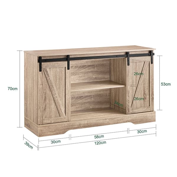 Rootz Multi -Brug Storage Cabinet - Alsidigt skab - Skydedøre - Tilpasselige hylder - 120x70x39cm - Ideel til køkken, stue eller studie