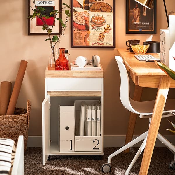 Rootz Mobile Storage Cabinet - Rolling Storage Unit - MDF Wood Cabinet - Ekstra opbevaring - 40 cm x 63 cm x 40 cm