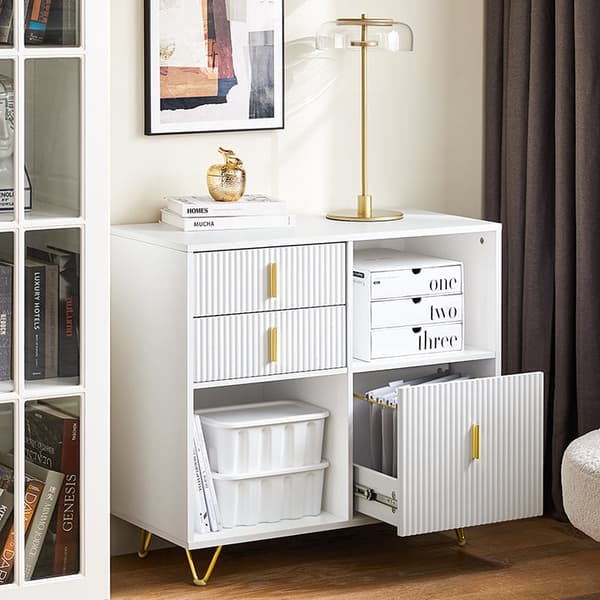 Rootz White -kaappi - säilytysratkaisu - Järjestäjäyksikkö - Ylellinen suunnittelu - 80x75x40cm - MDF & Metal - Tilavat laatikot ja osastot