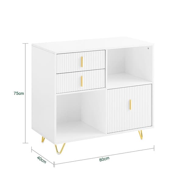Rootz White -kaappi - säilytysratkaisu - Järjestäjäyksikkö - Ylellinen suunnittelu - 80x75x40cm - MDF & Metal - Tilavat laatikot ja osastot