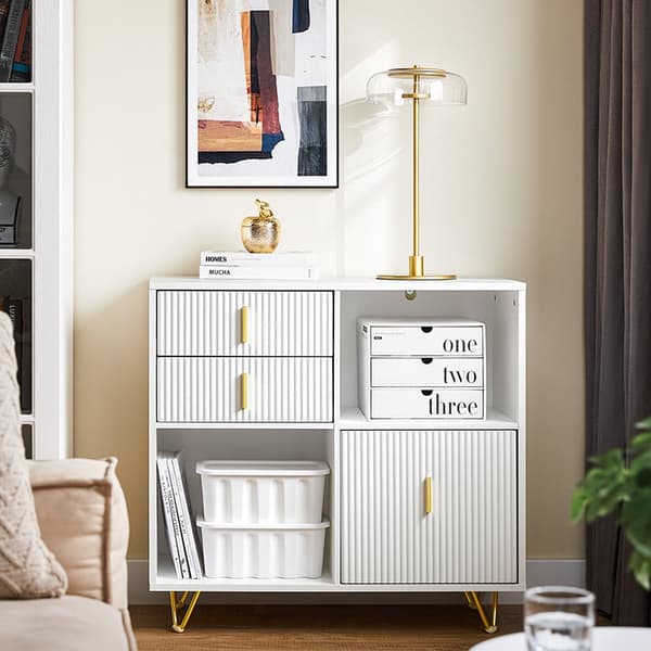 Rootz White -kaappi - säilytysratkaisu - Järjestäjäyksikkö - Ylellinen suunnittelu - 80x75x40cm - MDF & Metal - Tilavat laatikot ja osastot