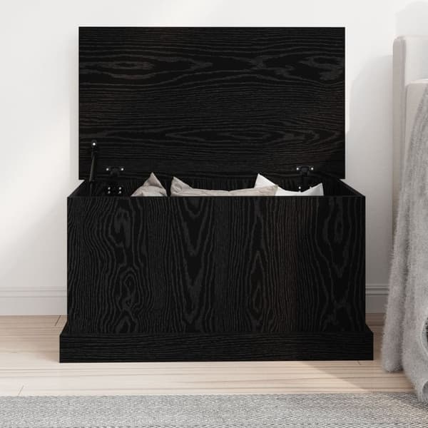 vidaXL Opbevaringsboks Sort egetræ Træ 70 x 40 x 38 cm Opbevaringskiste