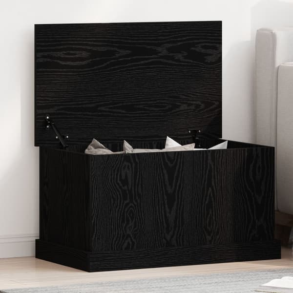 vidaXL Opbevaringsboks Sort egetræ Træ 70 x 40 x 38 cm Opbevaringskiste