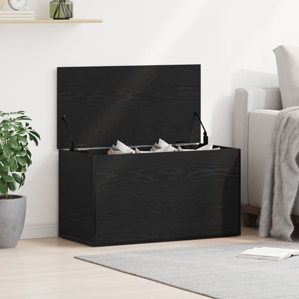 vidaXL Opbevaringskiste Sort eg Konstrueret træ 84x42x46 cm
