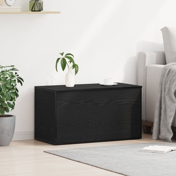 vidaXL Förvaringskista Svart Ek Konstruerat Trä 84x42x46 cm