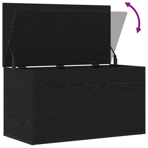 vidaXL Förvaringskista Svart Ek Konstruerat Trä 84x42x46 cm