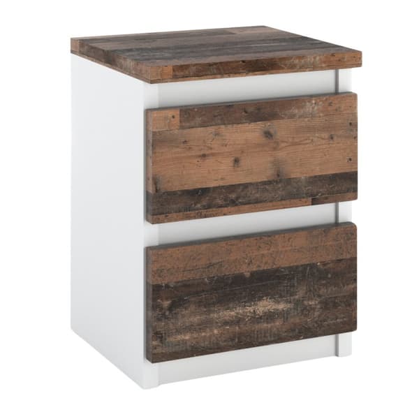 VITT VINTAGE SÄNGSKÅP 30 CM 2 LÅDA TV-BORD FÖR SOVRUM GAMMEL