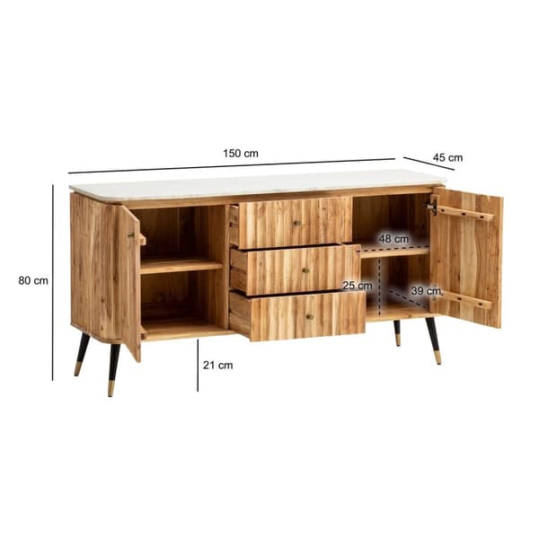 Rootz Moderne skænk - Stilfuldt skab - Opbevaringskiste - Håndlavet elegance - 150 cm x 80 cm x 45 cm