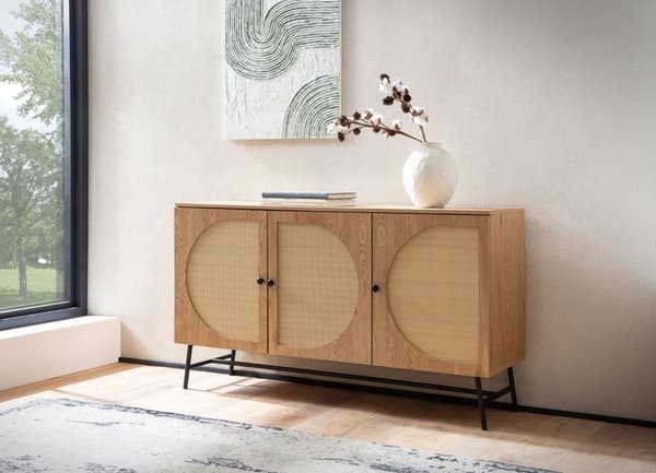 Rootz Stylish Sideboard - Modern Cabinet - Oak Decor Storage Unit - Justerbara hyllor - 140 cm x 80 cm x 39 cm
