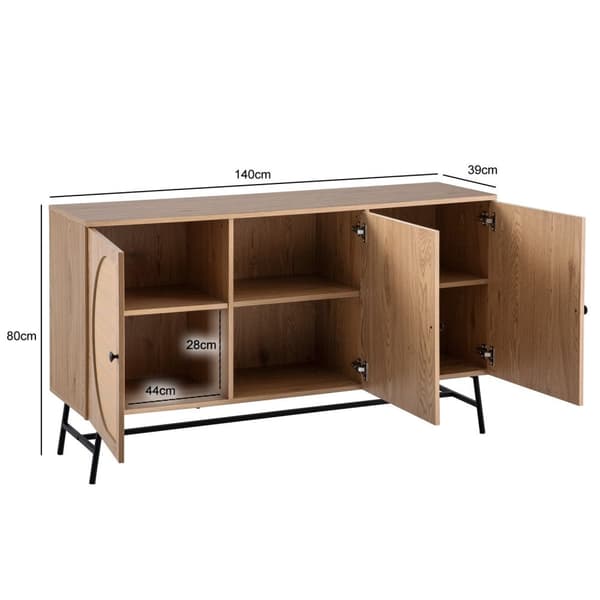 Rootz Stylish Sideboard - Modern Cabinet - Oak Decor Storage Unit - Justerbara hyllor - 140 cm x 80 cm x 39 cm