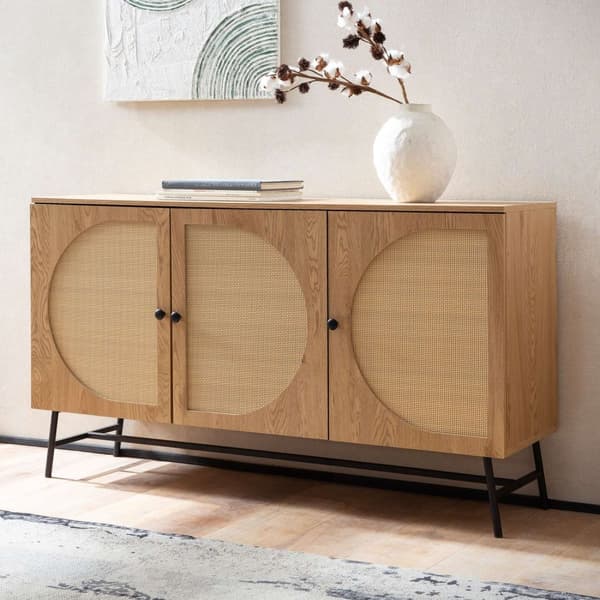 Rootz Stylish Sideboard - Modern Cabinet - Oak Decor Storage Unit - Justerbara hyllor - 140 cm x 80 cm x 39 cm