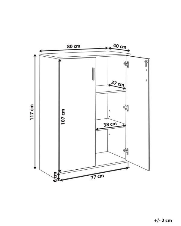 Oppbevaringsskap Lysebrun Hvit Sponplater 117 cm 3 hyller 2 dører Moderne stil Hjemmekontor Oppbevaring