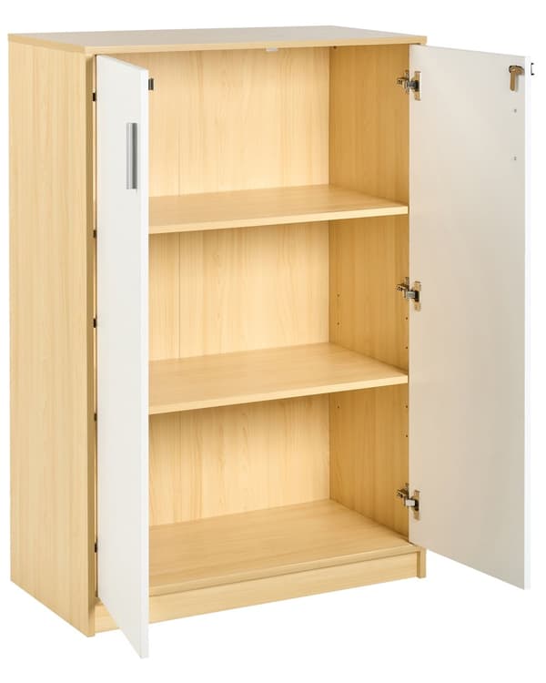 Oppbevaringsskap Lysebrun Hvit Sponplater 117 cm 3 hyller 2 dører Moderne stil Hjemmekontor Oppbevaring