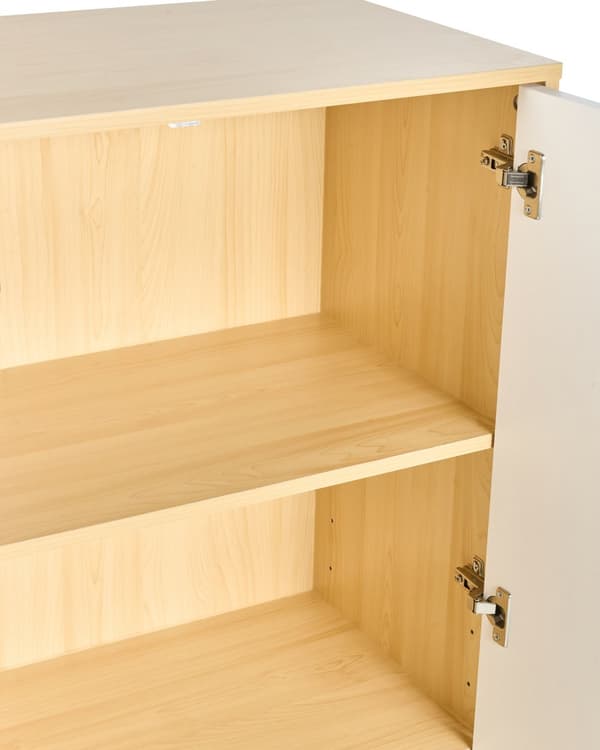 Oppbevaringsskap Lysebrun Hvit Sponplater 117 cm 3 hyller 2 dører Moderne stil Hjemmekontor Oppbevaring