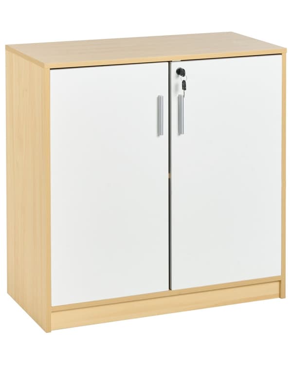 Oppbevaringsskap Lysebrun Hvit Sponplater 80 cm 2 hyller 2 dører Moderne stil Hjemmekontor Oppbevaring